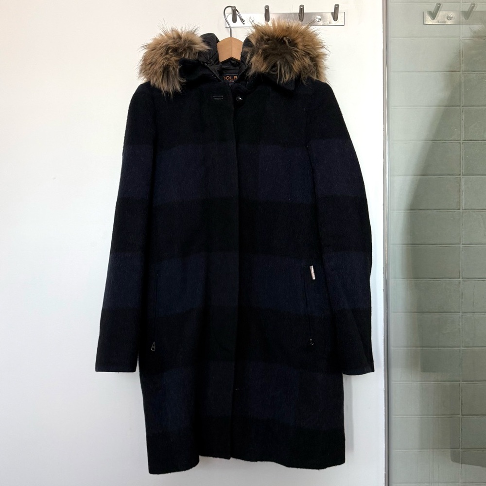 Woolrich Dark Navy Stripe 2 in 1 Coat